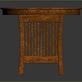 Orange Wooden Oval Table With Four Legs On Gray Background